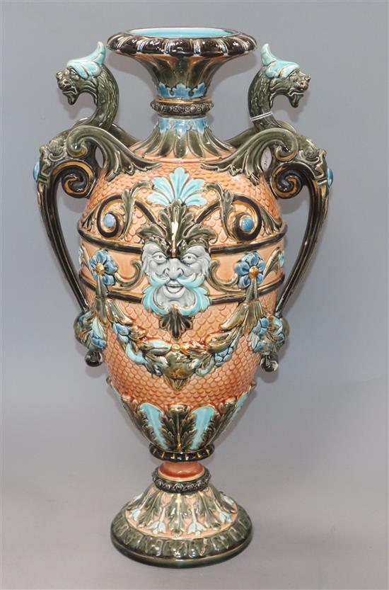 A large Rorstrand majolica vase height 49cm